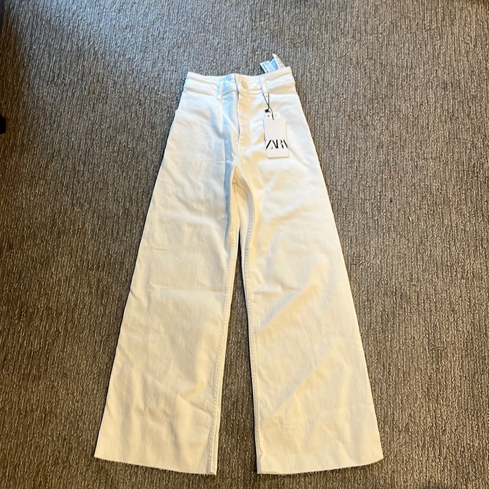 zara white wide leg jeans